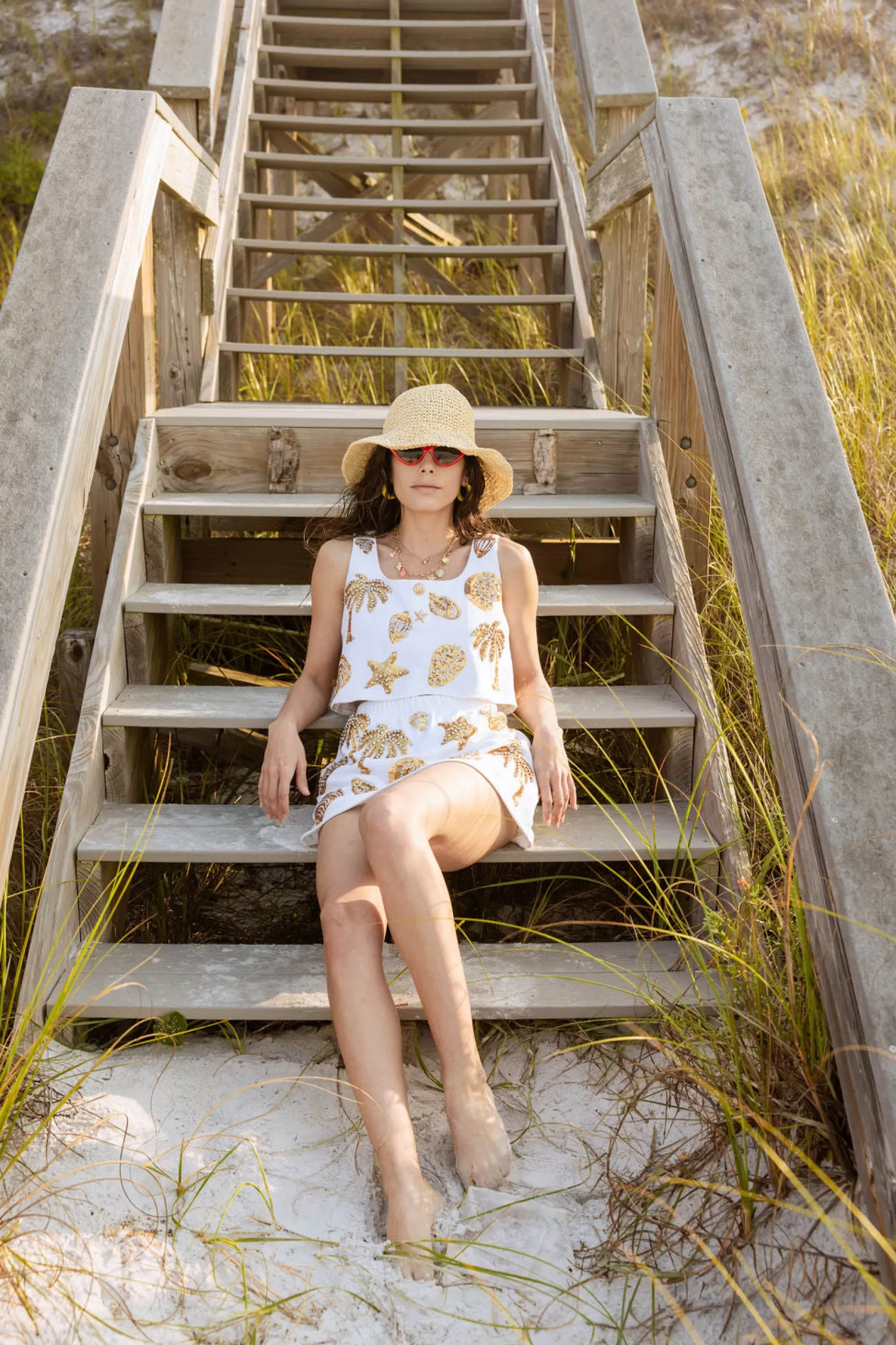 Queen of Sparkles Tops | Sets<& Gold Sequin Shell Tank White
