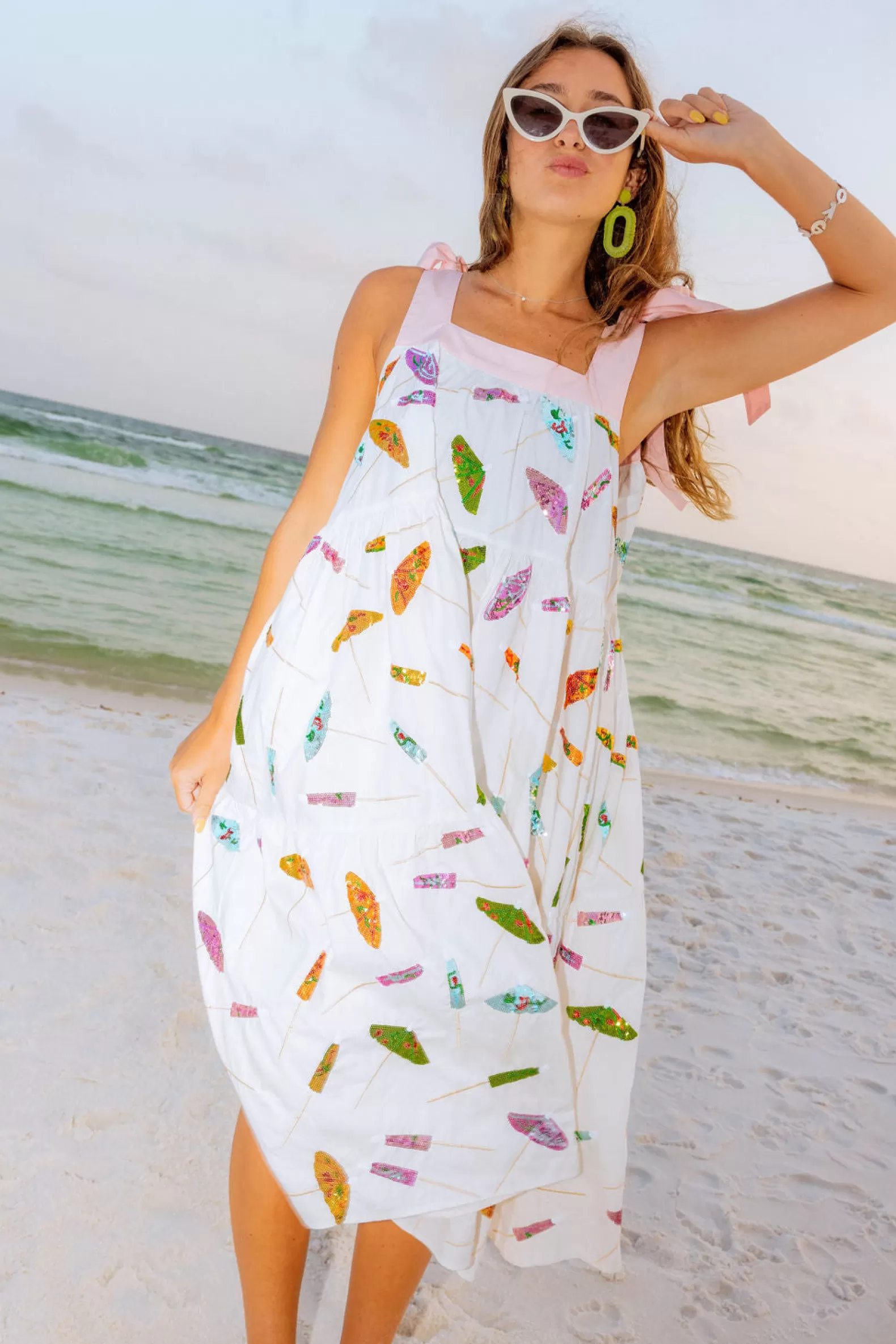 Queen of Sparkles Dresses<Cocktail Umbrella Tie Maxi White