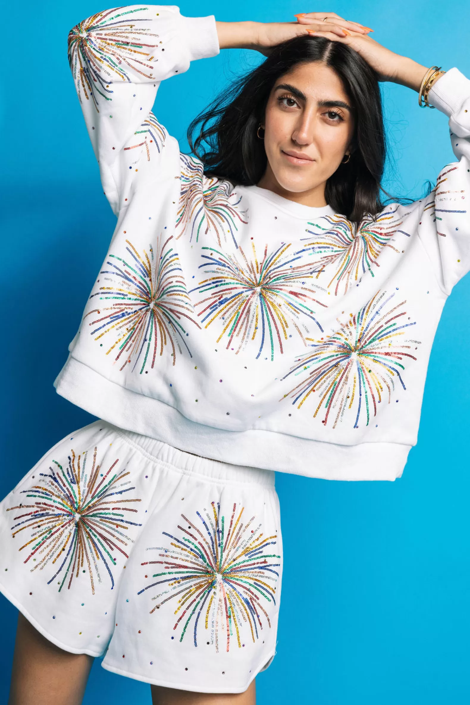 Queen of Sparkles Shorts | Sets<Mega Firework Short White