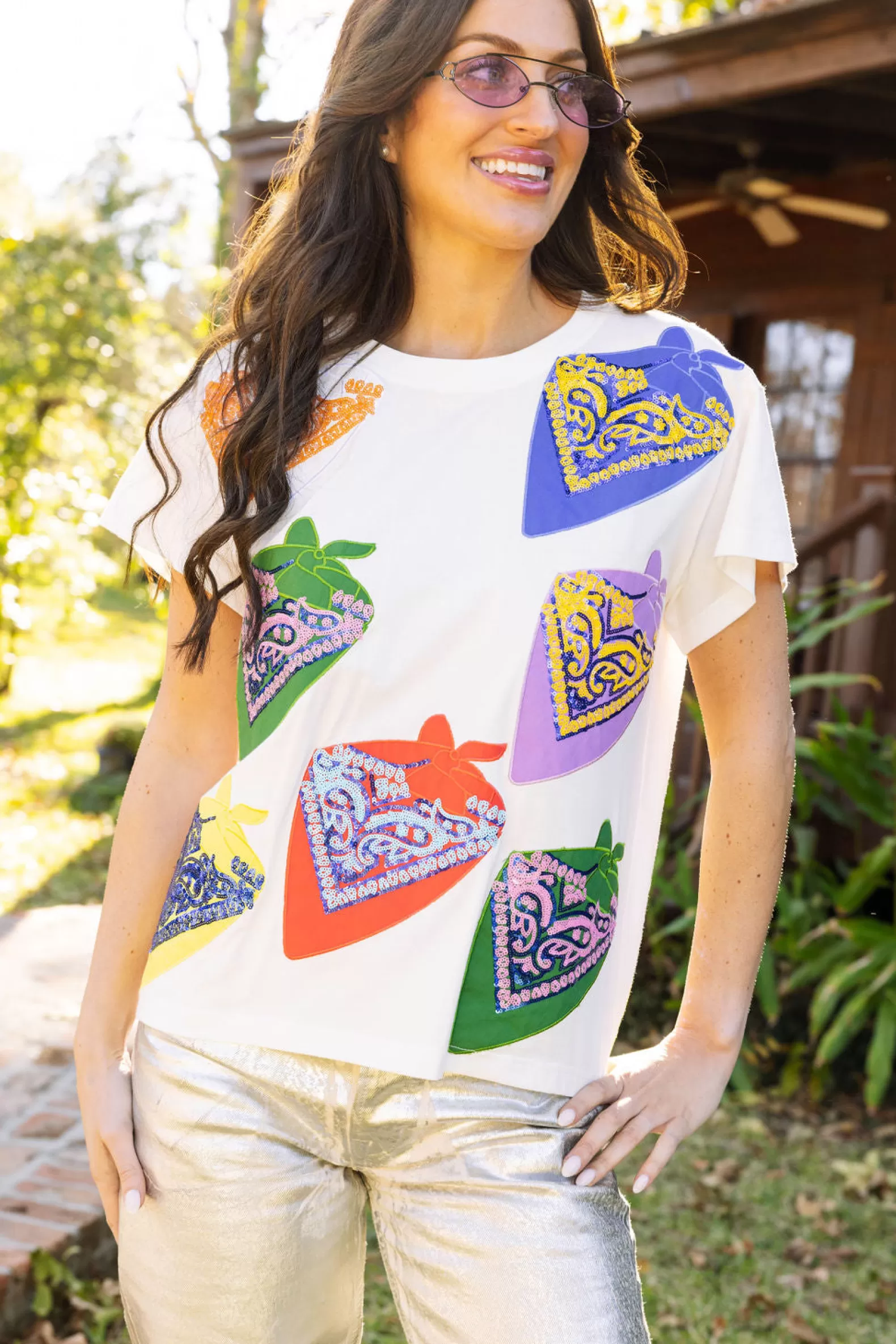 Queen of Sparkles Tees<Multi Bandana Tee White