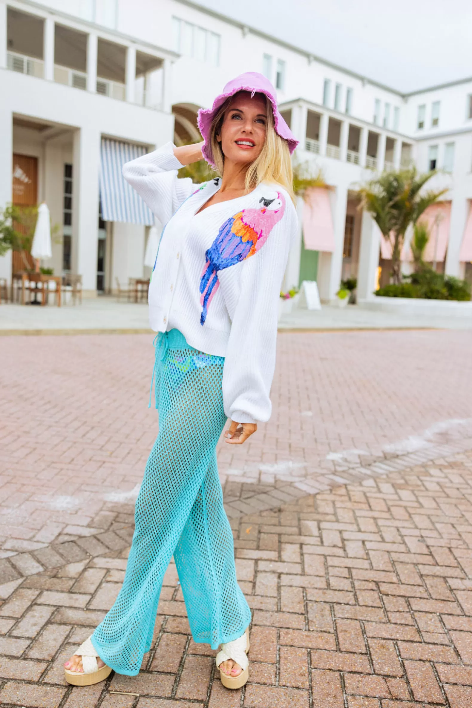 Queen of Sparkles Sweaters<Multi Parrot Cardigan White