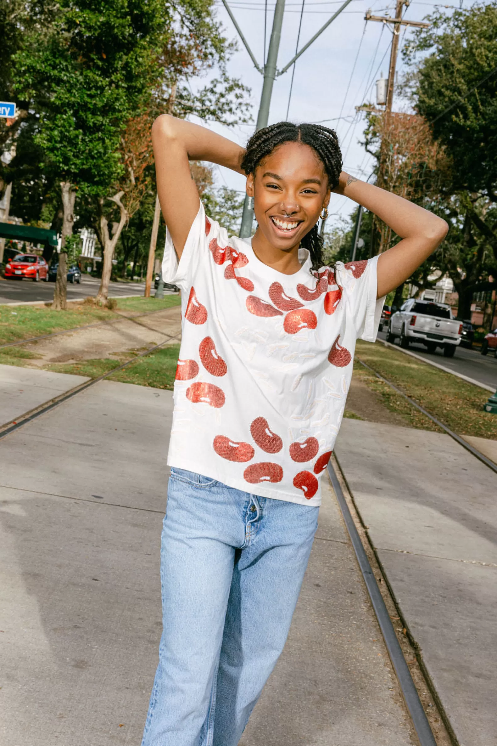 Queen of Sparkles Tees<Red Beans & Rice Tee White