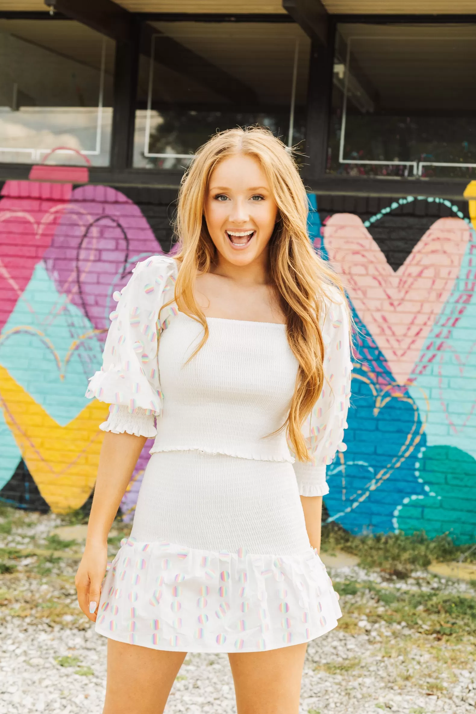 Queen of Sparkles Skirts<White Smocked Rainbow Sequin Pailette Skirt