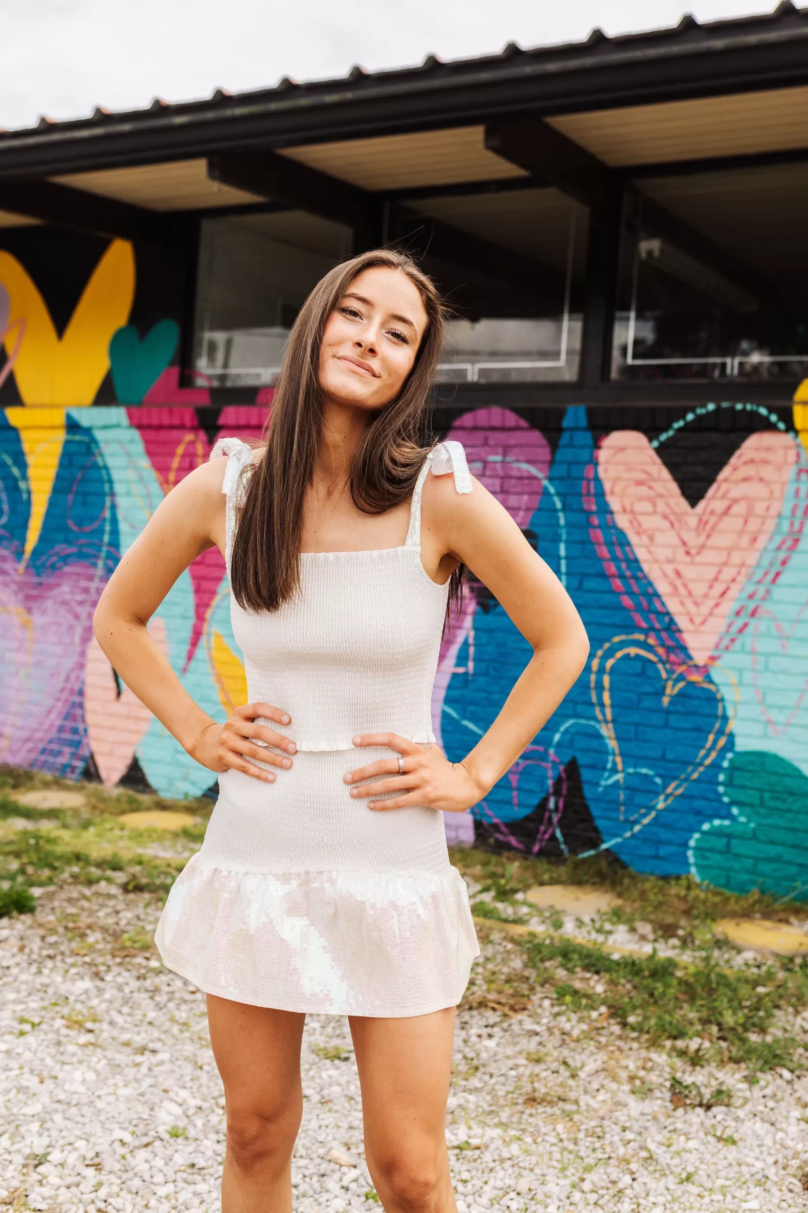 Queen of Sparkles Skirts<White Smocked Sequin Skirt