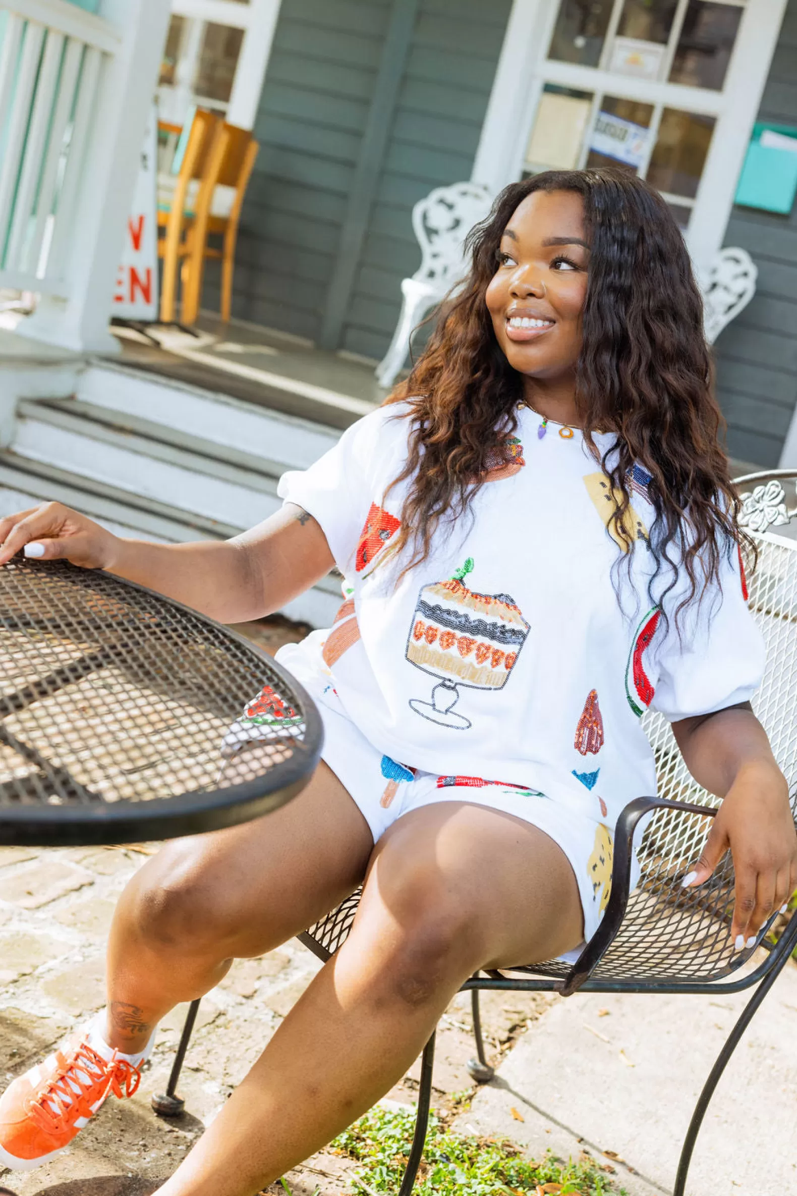 Queen of Sparkles Tops | Sets<USA Food Short Sleeve Top White