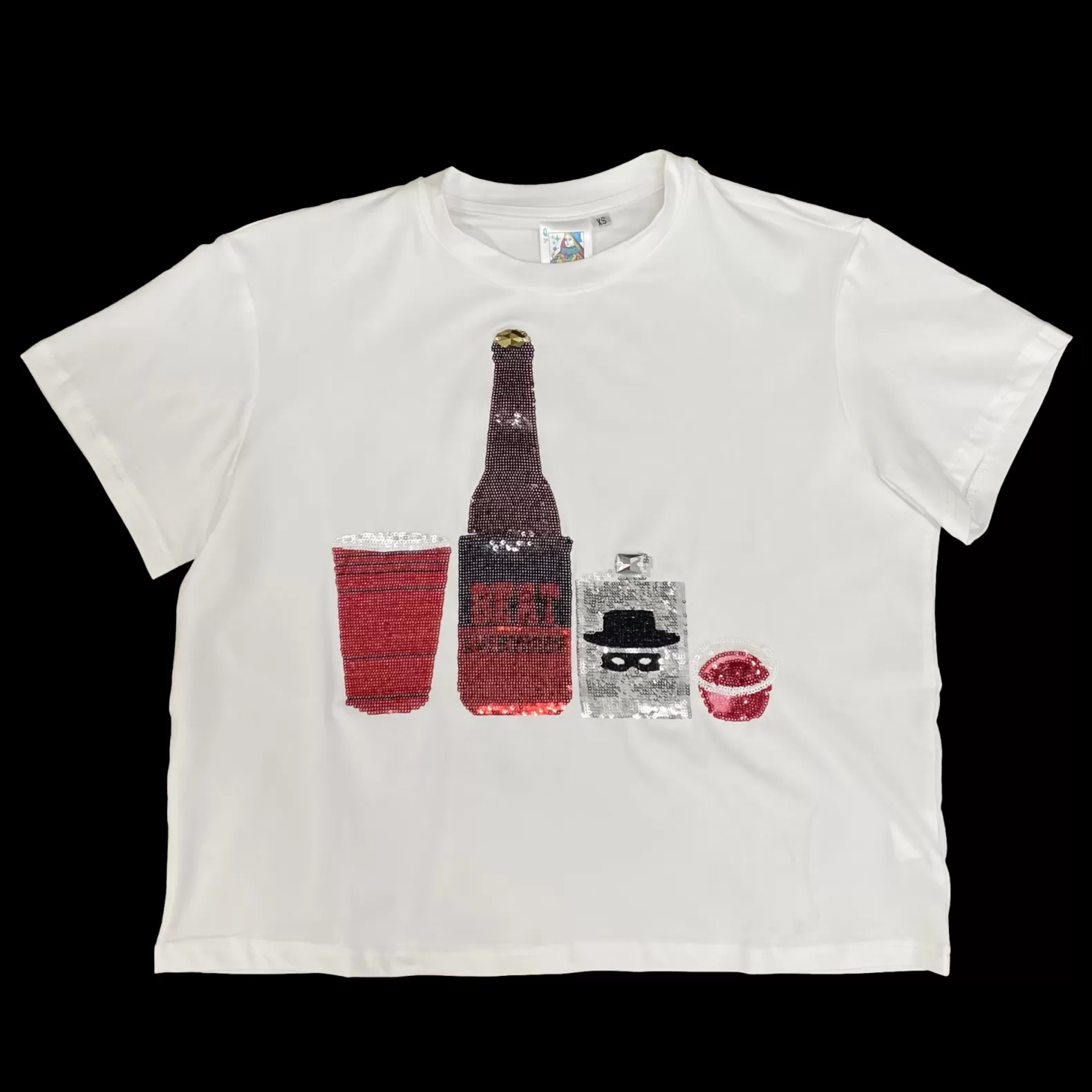 Queen of Sparkles Tees<Wreck Me Drink Tee White/Red/Black