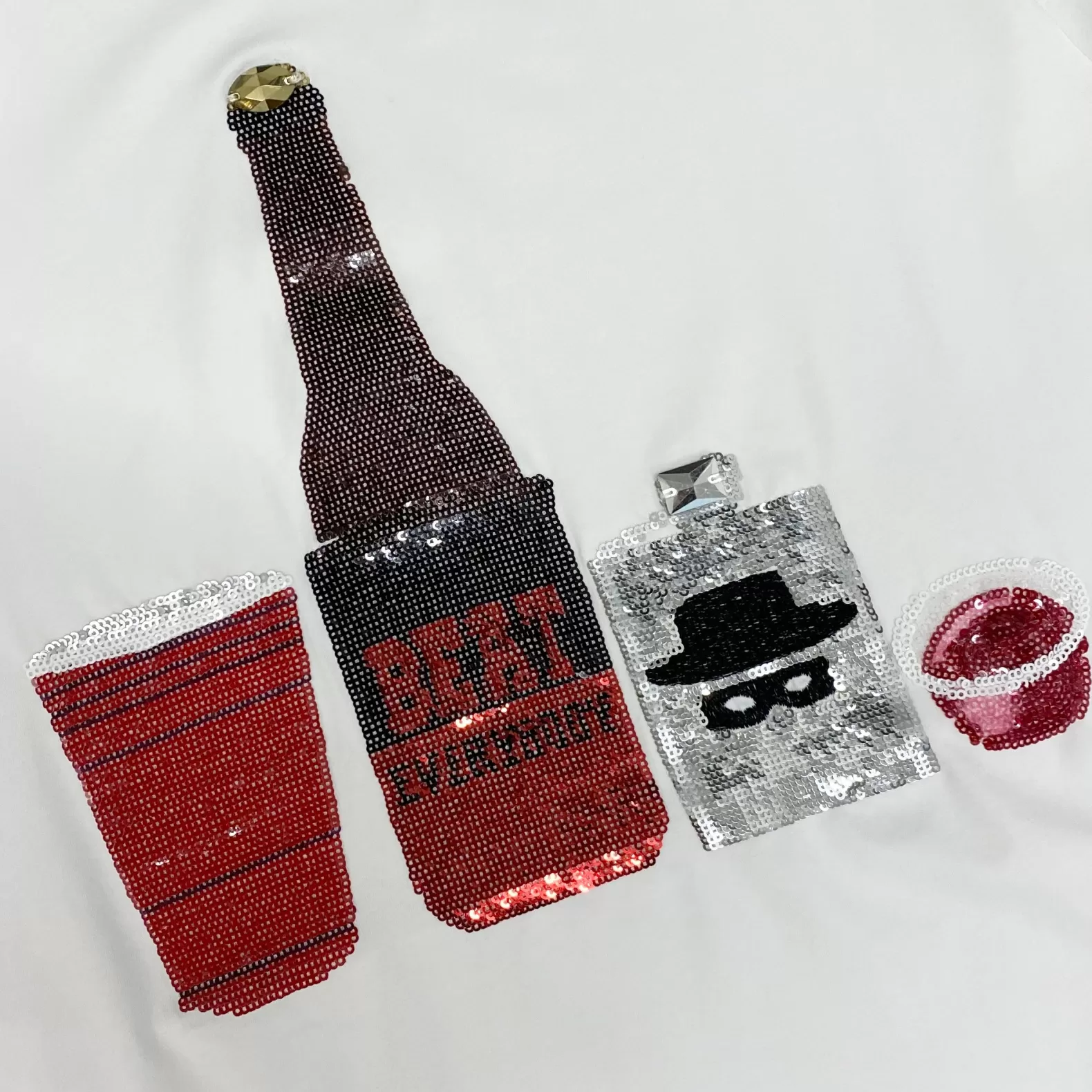 Queen of Sparkles Tees<Wreck Me Drink Tee White/Red/Black