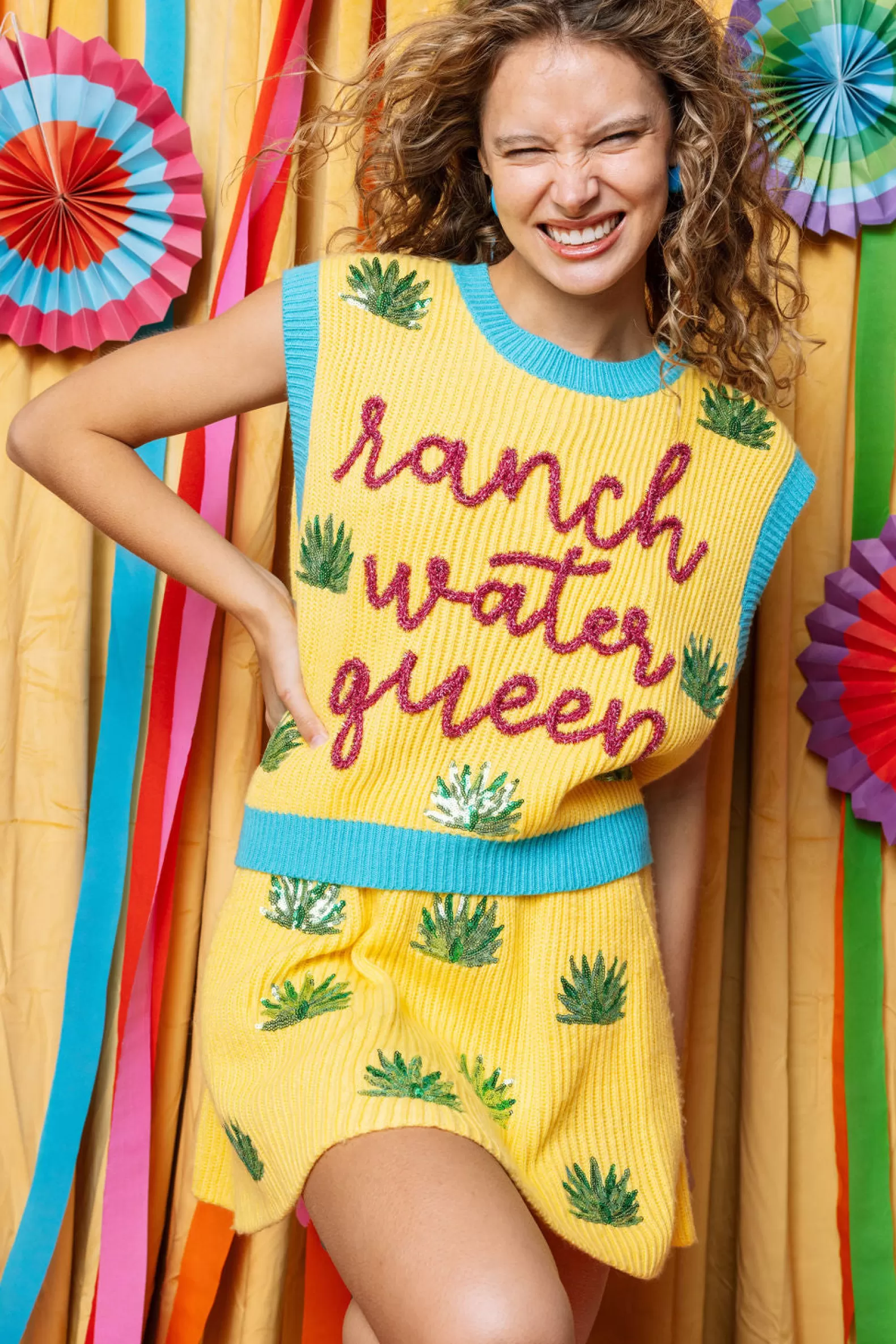 Queen of Sparkles Skirts<Yellow Agave Sweater Skirt